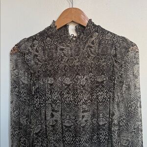 Free People Long Sleeve Snakeskin Print Roma Blouse